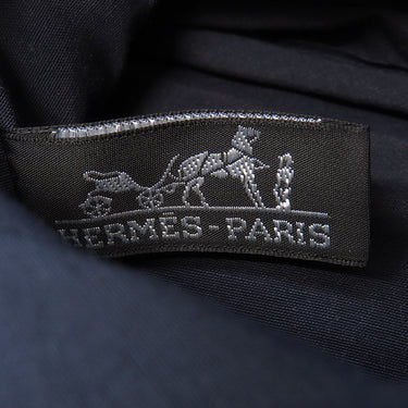 エルメス HERMES ボリードポーチ MM ネイビー コットン ポーチ シルバー金具 紺