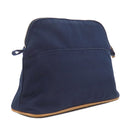 エルメス HERMES ボリードポーチ MM ネイビー コットン ポーチ シルバー金具 紺