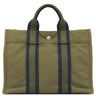 エルメス HERMES フールトゥ PM オリーブ×ネイビー キャンバス トートバッグ シルバー金具