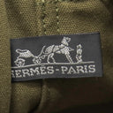 エルメス HERMES フールトゥ PM オリーブ×ネイビー キャンバス トートバッグ シルバー金具