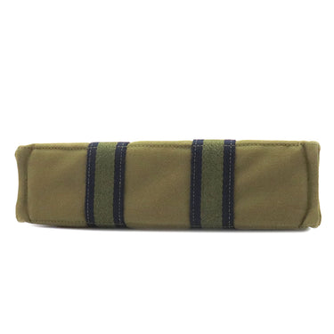 エルメス HERMES フールトゥ PM オリーブ×ネイビー キャンバス トートバッグ シルバー金具