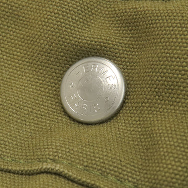 エルメス HERMES フールトゥ PM オリーブ×ネイビー キャンバス トートバッグ シルバー金具