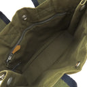 エルメス HERMES フールトゥ PM オリーブ×ネイビー キャンバス トートバッグ シルバー金具