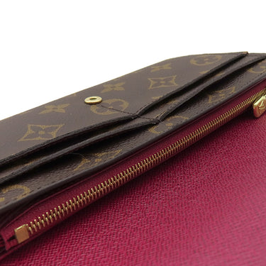 ルイヴィトン LOUIS VUITTON ポルトフォイユ サラ M62234 フューシャ モノグラムキャンバス 長財布 ゴールド金具 茶 ピンク