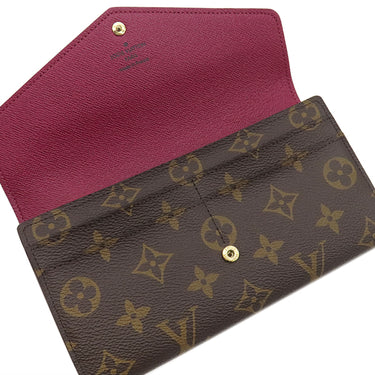 ルイヴィトン LOUIS VUITTON ポルトフォイユ サラ M62234 フューシャ モノグラムキャンバス 長財布 ゴールド金具 茶 ピンク