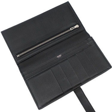 エルメス HERMES ベアンスフレ ブラック ヴォーエプソン 長財布 シルバー金具 黒 二つ折り財布