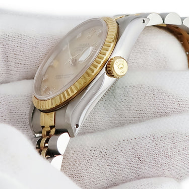 腕時計 ロレックス ROLEX デイトジャスト 31 68273G N番 自動巻き メンズ レディース OH済 N番 K18YG×SS 純正ダイヤ シャンパン