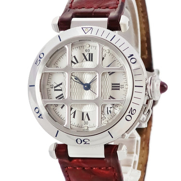 腕時計 カルティエ Cartier パシャ グリッド 150周年記念モデル W3102255 自動巻き メンズ シルバー ローマン 青針 創業150周年 限定