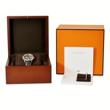 腕時計 エルメス HERMES スリム ドゥ エルメス スケレット リュンヌ CA6.841.230 自動巻き メンズ Ti×PT コンビ グレー スケルトン