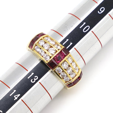 ゲインズボロウ GAINSBOROUGH ルビー ダイヤリング イエローゴールド K18YG ダイヤモンド リング 指輪 750 18K 18金 12号