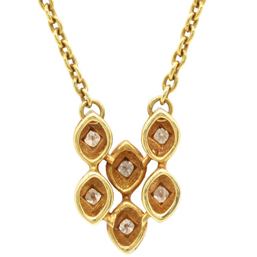 クリスチャン・ディオール Christian Dior イエローゴールド K18YG ダイヤモンド ネックレス マーキスシェイプ 6P 6粒 ダイヤ