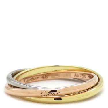 カルティエ Cartier クラシック ホワイトゴールドXイエローゴールドXピンクゴールド K18WG K18YG K18PG #48(JP8) リング 指輪 3連 3カラー 細タイプ 8号