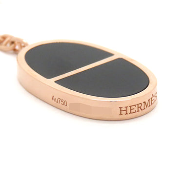 エルメス HERMES シェーヌダンクル ヴェルソ ブラックXローズゴールド K18PG セラミック ピアス ピンクゴールド ドロップピアス アシンメトリー