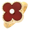 ヴァンクリーフアーペル Van Cleef & Arpels ヴィンテージ アルハンブラ VCARD40800 レッドXイエローゴールド K18YG ダイヤモンド カーネリアン #51(JP11) リング 指輪 赤 1Pダイヤ 11号