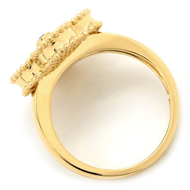 ヴァンクリーフアーペル Van Cleef & Arpels ヴィンテージ アルハンブラ VCARD40800 レッドXイエローゴールド K18YG ダイヤモンド カーネリアン #51(JP11) リング 指輪 赤 1Pダイヤ 11号