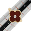 ヴァンクリーフアーペル Van Cleef & Arpels ヴィンテージ アルハンブラ VCARD40800 レッドXイエローゴールド K18YG ダイヤモンド カーネリアン #51(JP11) リング 指輪 赤 1Pダイヤ 11号