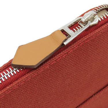 エルメス HERMES ボリードポーチ ミニミニ ルージュ コットン ポーチ シルバー金具 赤