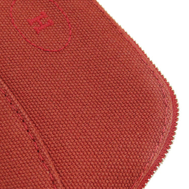 エルメス HERMES ボリードポーチ ミニミニ ルージュ コットン ポーチ シルバー金具 赤