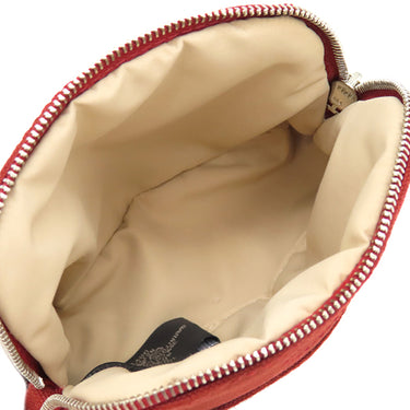 エルメス HERMES ボリードポーチ ミニミニ ルージュ コットン ポーチ シルバー金具 赤
