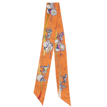 エルメス HERMES ツイリー オレンジ×ジョーヌ×ブルー シルク スカーフ 【SPACE DERBY/スペース ダービー】