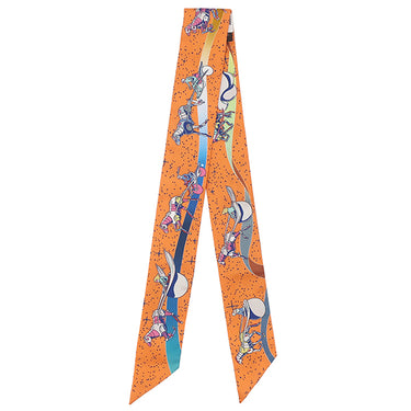 エルメス HERMES ツイリー オレンジ×ジョーヌ×ブルー シルク スカーフ 【SPACE DERBY/スペース ダービー】