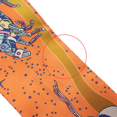 エルメス HERMES ツイリー オレンジ×ジョーヌ×ブルー シルク スカーフ 【SPACE DERBY/スペース ダービー】