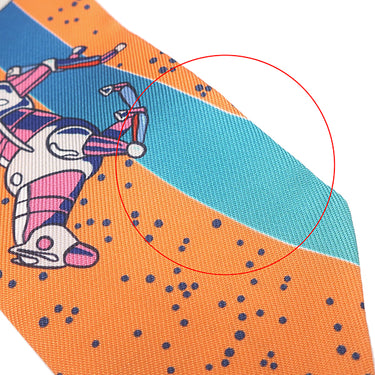 エルメス HERMES ツイリー オレンジ×ジョーヌ×ブルー シルク スカーフ 【SPACE DERBY/スペース ダービー】