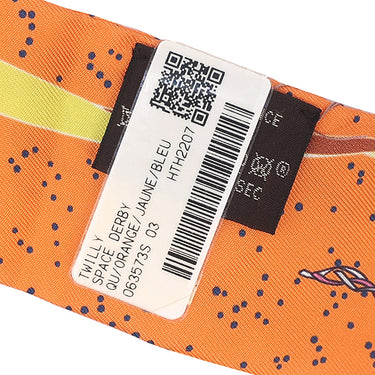 エルメス HERMES ツイリー オレンジ×ジョーヌ×ブルー シルク スカーフ 【SPACE DERBY/スペース ダービー】