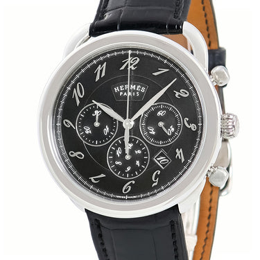 腕時計 エルメス HERMES アルソー クロノグラフ AR4.910 自動巻き メンズ ブラック アラビア