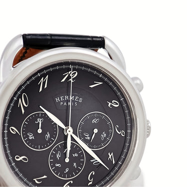 腕時計 エルメス HERMES アルソー クロノグラフ AR4.910 自動巻き メンズ ブラック アラビア