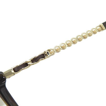 シャネル CHANEL ウェリントン パール オプティカル 54□17 3441-S-A ブラウン×ゴールド プラスチック GP サングラス ゴールド金具 茶 ブルーライトカット