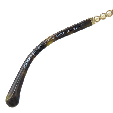 シャネル CHANEL ウェリントン パール オプティカル 54□17 3441-S-A ブラウン×ゴールド プラスチック GP サングラス ゴールド金具 茶 ブルーライトカット
