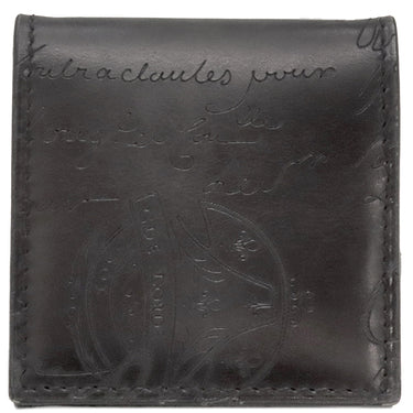 ベルルッティ BERLUTI オリジンスクリット レザーコインパース ブラック レザー コインケース シルバー金具 黒 小銭入れ カリグラフィ