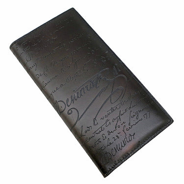 ベルルッティ BERLUTI サンタル ブラック ヴェネチアンスクリットレザー 長財布 シルバー金具 黒 カリグラフィ 二つ折り