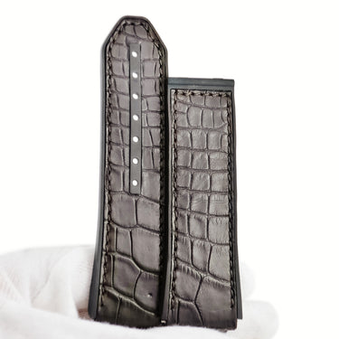 ゼニス ZENITH 純正 デファイ クロノ 18.9000用 ダークブラウン クロコダイル ラバー 腕時計パーツ 替え クロコ×ラバー ベルト バンド ストラップ 27ｍｍ バネ棒付 ダークブラウン 茶