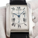 腕時計 カルティエ Cartier タンク アメリカン クロノグラフ XL W2609456 自動巻き メンズ メーカーOH済 K18WG無垢 シルバー ギヨシェ