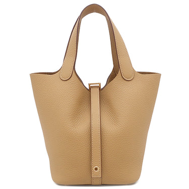 エルメス HERMES ピコタンロックPM ビスキュイ トリヨンクレマンス ハンドバッグ ゴールド金具 新品 未使用 茶