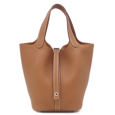 エルメス HERMES ピコタンロックPM ゴールド トリヨンクレマンス ハンドバッグ シルバー金具 新品 未使用 茶