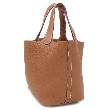 エルメス HERMES ピコタンロックPM ゴールド トリヨンクレマンス ハンドバッグ シルバー金具 新品 未使用 茶