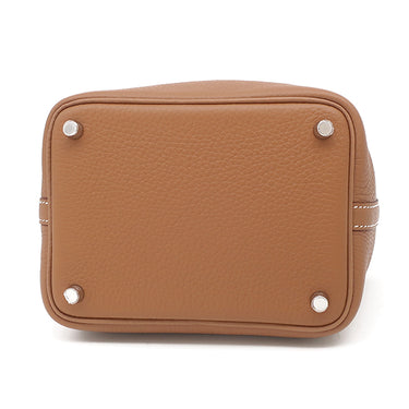 エルメス HERMES ピコタンロックPM ゴールド トリヨンクレマンス ハンドバッグ シルバー金具 新品 未使用 茶