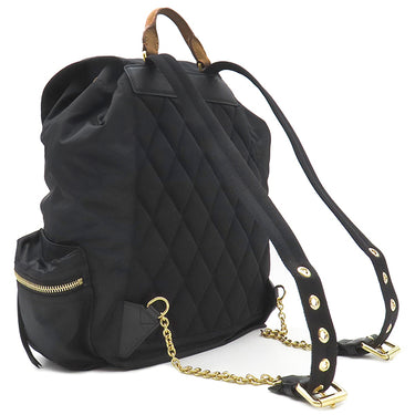バーバリー BURBERRY チェーン バックパック ブラック×ブラウン ナイロン レザー リュック・デイパック ゴールド金具 黒