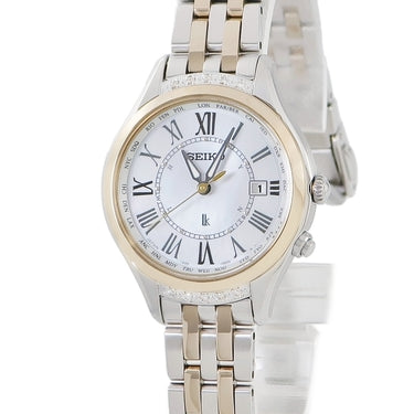 腕時計 セイコー SEIKO ルキア SSVV056 1B35-0AL0 クオーツ レディース 未使用 純正ダイヤ シェル デイト ワールドタイム ローマン