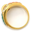 ノンブランド NON BRAND ルビー 珊瑚 ダイヤ リング イエローゴールド K18YG ルビー 珊瑚 カルセドニー ダイヤモンド リング 指輪 Au750 18K 18金 赤 緑 ピンク 12.5号