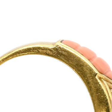 ノンブランド NON BRAND ルビー 珊瑚 ダイヤ リング イエローゴールド K18YG ルビー 珊瑚 カルセドニー ダイヤモンド リング 指輪 Au750 18K 18金 赤 緑 ピンク 12.5号