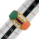 ノンブランド NON BRAND ルビー 珊瑚 ダイヤ リング イエローゴールド K18YG ルビー 珊瑚 カルセドニー ダイヤモンド リング 指輪 Au750 18K 18金 赤 緑 ピンク 12.5号