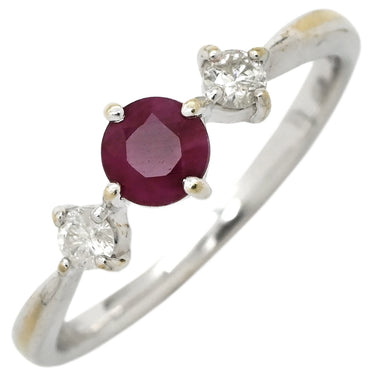 ノンブランド NON BRAND ルビー ダイヤ リング ホワイトゴールド K18WG ルビー ダイヤモンド リング 指輪 Au750 18K 18金 レッド 赤 7.5号