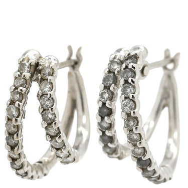 ノンブランド NON BRAND ダイヤピアス ホワイトゴールド K18WG ダイヤモンド ピアス フープピアス