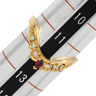 ノンブランド NON BRAND ルビー ダイヤ リング イエローゴールド K18YG ルビー ダイヤモンド リング 指輪 Au750 18K 18金 レッド 赤 11.5号