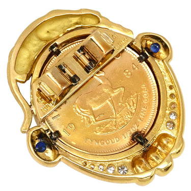 ノンブランド NON BRAND クルーガーランド金貨 ループタイ留め具 イエローゴールド K18YG K24YG サファイア ダイヤモンド アクセサリー