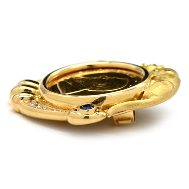 ノンブランド NON BRAND クルーガーランド金貨 ループタイ留め具 イエローゴールド K18YG K24YG サファイア ダイヤモンド アクセサリー